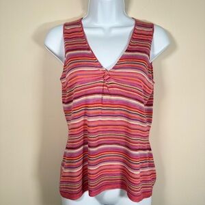 NWT Sigrid Olsen Sport Women’s Pink Striped Knitted Knit Pullover Tank Top M